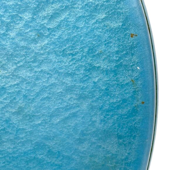 Vintage Moire Glaze Kyes Blue Serving Platter Tray with Handles 12.75” Round MCM - Picture 6 of 8